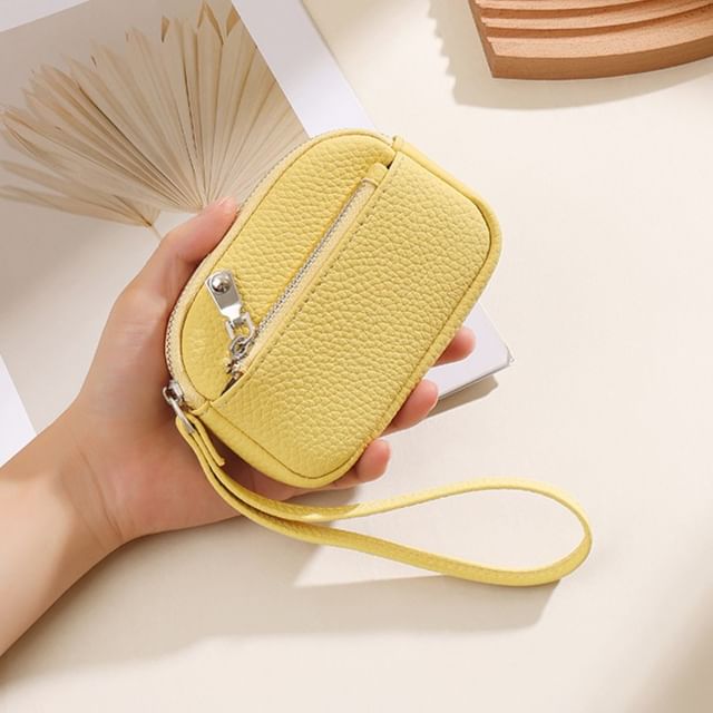 tablarosa-Plain Faux Leather Coin Purse