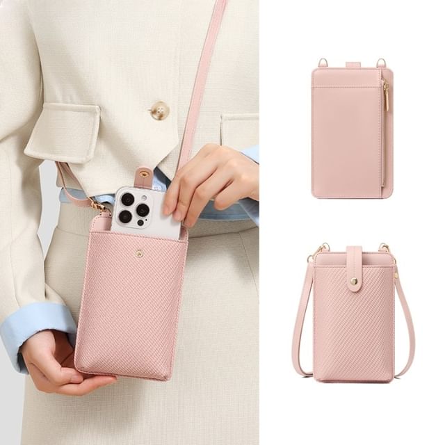 tablarosa-Plain Faux Leather Crossbody Bag