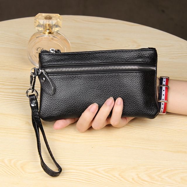 tablarosa-Zip Genuine Leather Wristlet