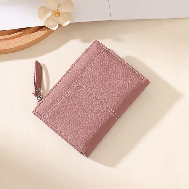 tablarosa-Zip Panel Faux Leather Wallet
