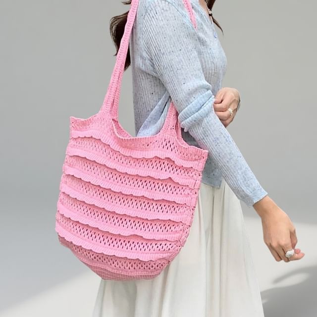 TangTangBags-Crochet Plain Tote Bag