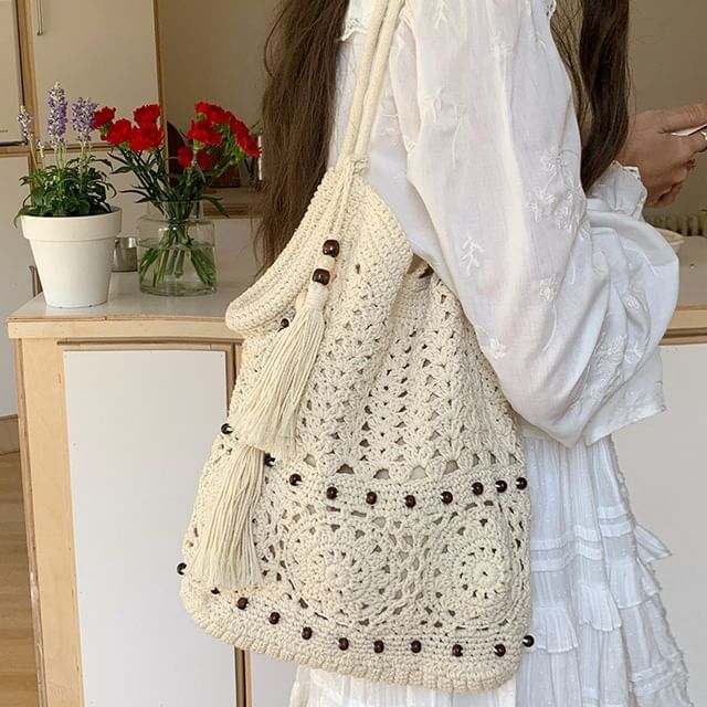 TangTangBags-Crochet Tassel Tote Bag