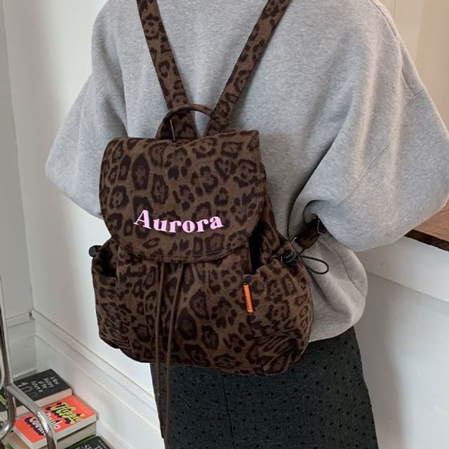 Tang Branded Rucksack TangTangBags - Leopard Print Flap Backpack | YesStyle