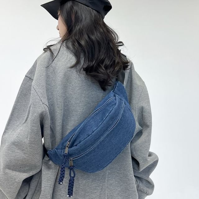 TangTangBags-Multi-Pocket Denim Belt Bag