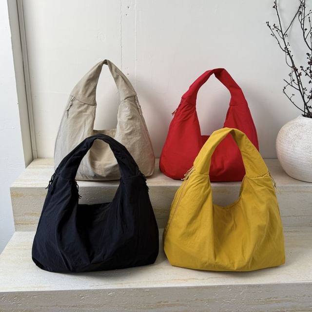 TangTangBags-Nylon Plain Shoulder Bag