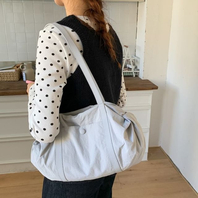 TangTangBags-Nylon Plain Shoulder Bag