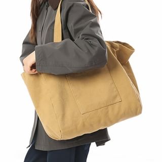 TangTangBags-Oversized Canvas Plain Tote Bag