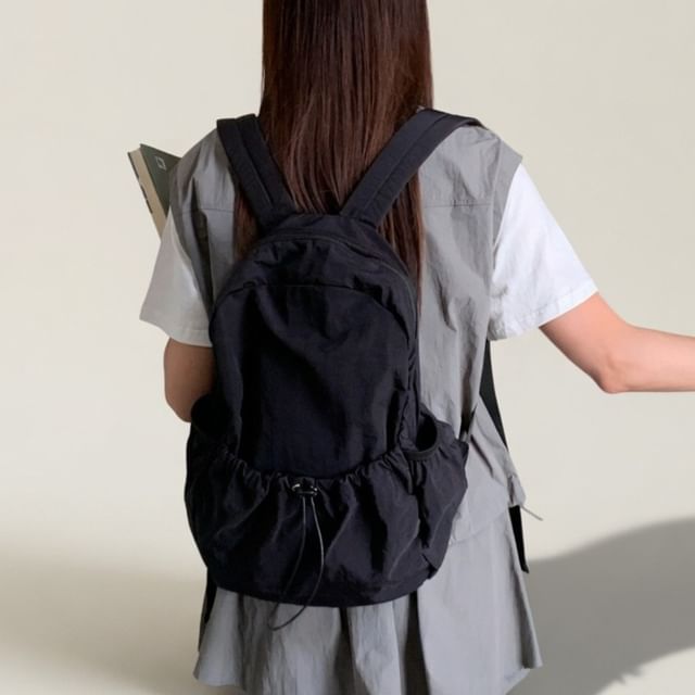 TangTangBags-Plain Drawstring Nylon Backpack