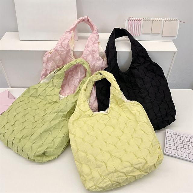 TangTangBags-Plain Ruched Shopper Bag