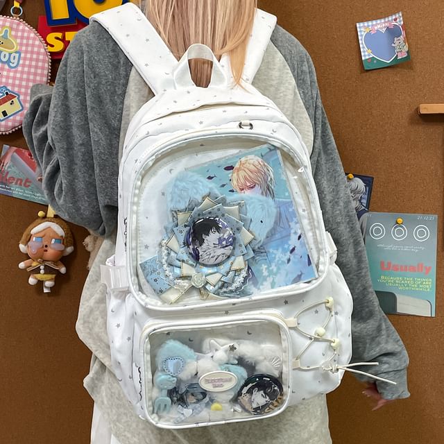 TangTangBags-PVC Panel Nylon Laptop Backpack