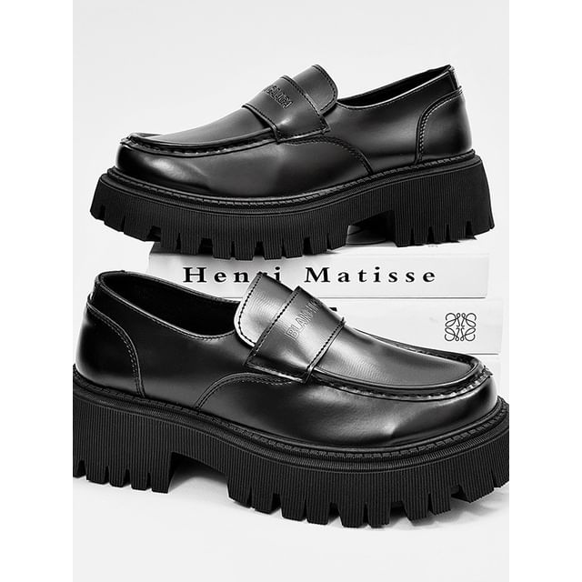 Tanzanite-Faux Leather Platform Loafers