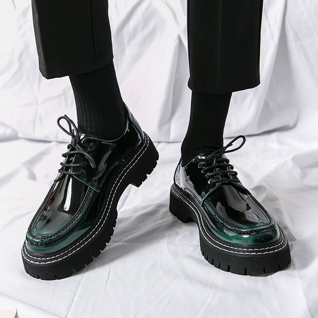 Tanzanite-Lace Up Patent Shoes
