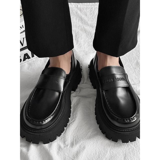 Tanzanite-Platform Faux Leather Loafers