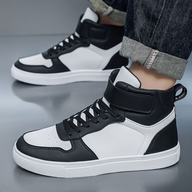 Tanzanite-Two Tone Platform Lace-Up Sneakers