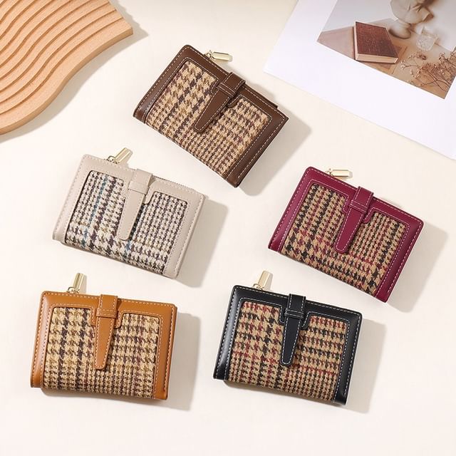 Taomicmic-Houndstooth Bifold Short Wallet