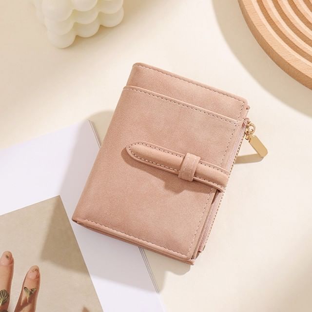 Taomicmic-Plain Faux Leather Bifold Wallet