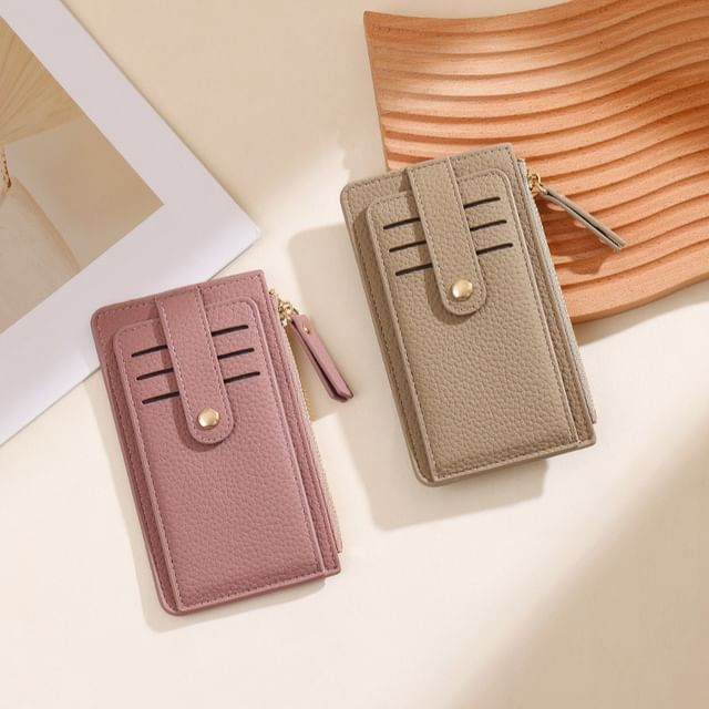 Taomicmic-Plain Faux Leather Card Holder