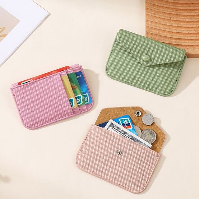 Taomicmic-Plain Faux Leather Card Holder