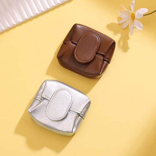 Taomicmic-Plain Faux Leather Coin Purse
