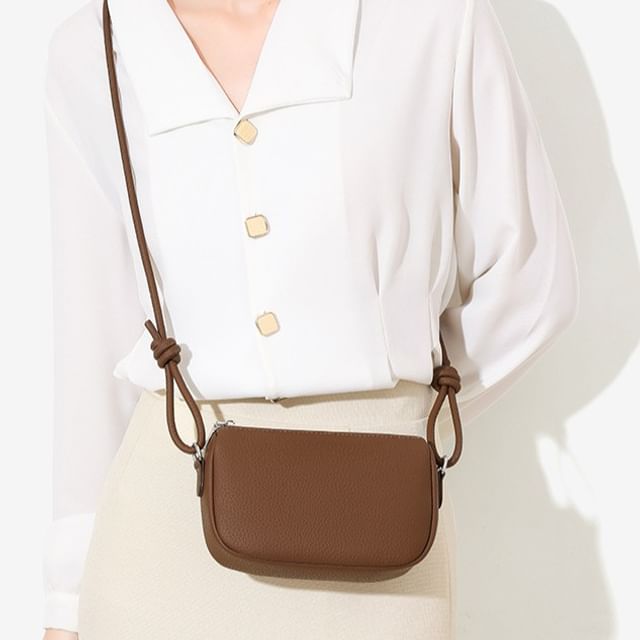 Taomicmic-Plain Faux Leather Crossbody Bag