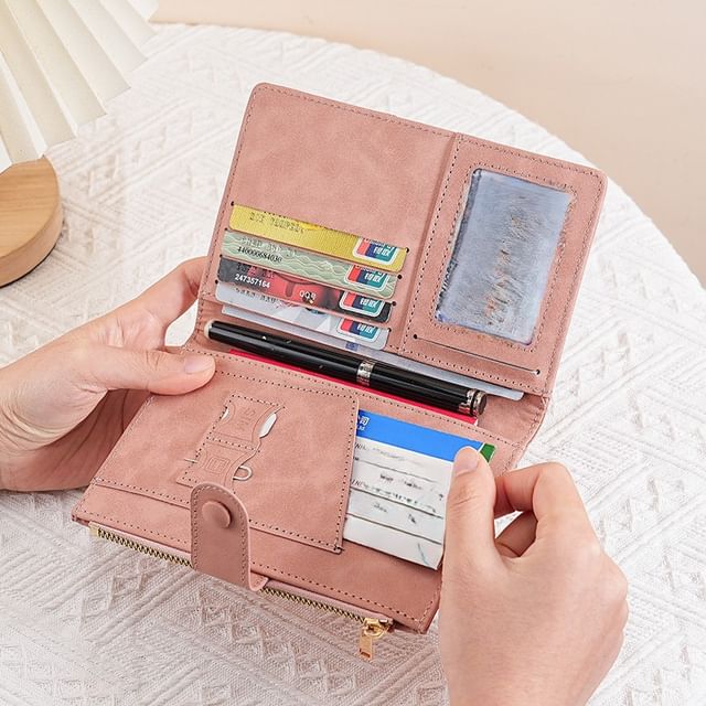 Taomicmic-Plain Faux Leather Passport Case