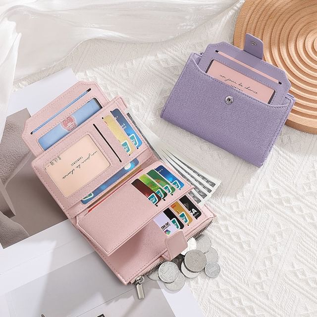 Taomicmic-Plain Faux Leather Wallet