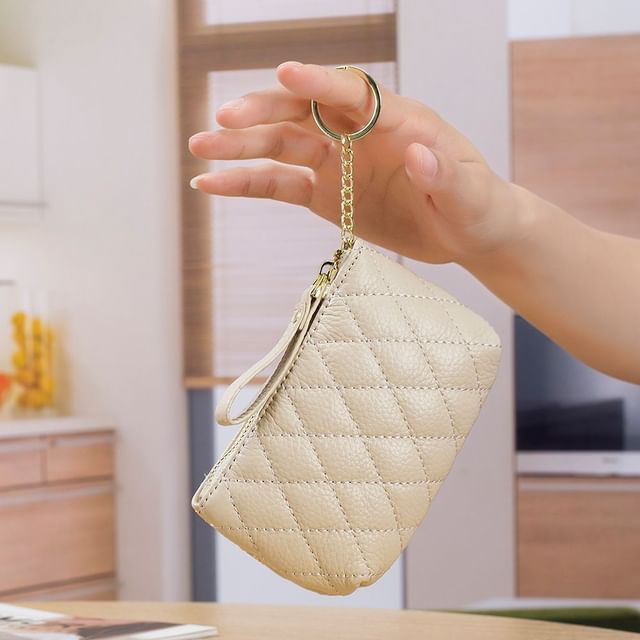 Taomicmic-Quilted Faux Leather Makeup Pouch