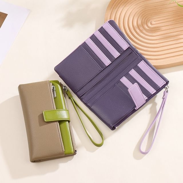 Taomicmic-Two Tone Faux Leather Long Wallet