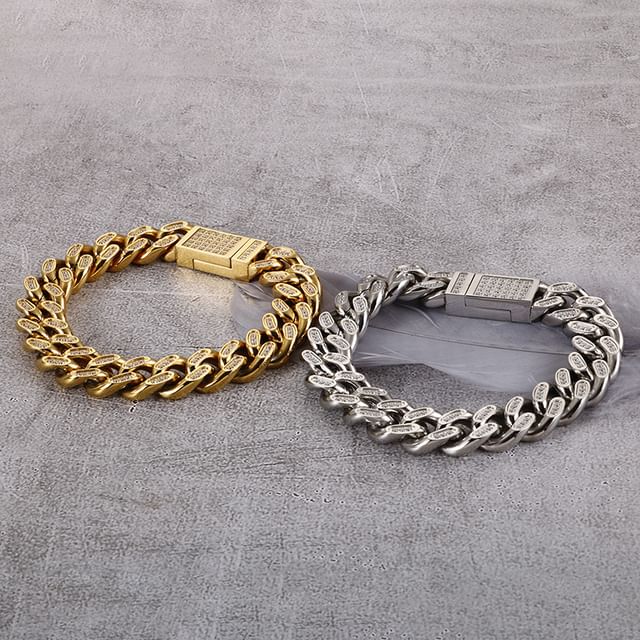 Tenri-Rhinestone Chunky Chain Bracelet