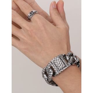 Tenri-Textured Chain Link Bracelet Ring Set