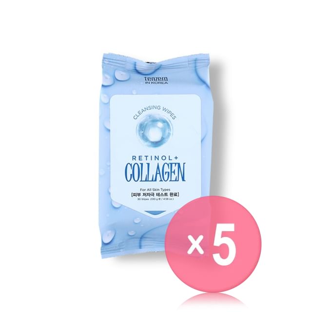 TENZERO-Retinol Collagen Cleansing Wipes 5pcs Bundle Set