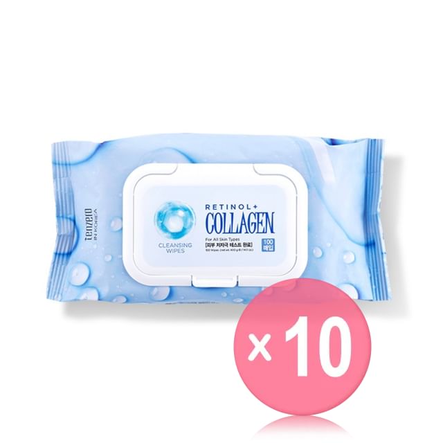 TENZERO-Retinol Collagen Cleansing Wipes Jumbo 10pcs Bundle Set