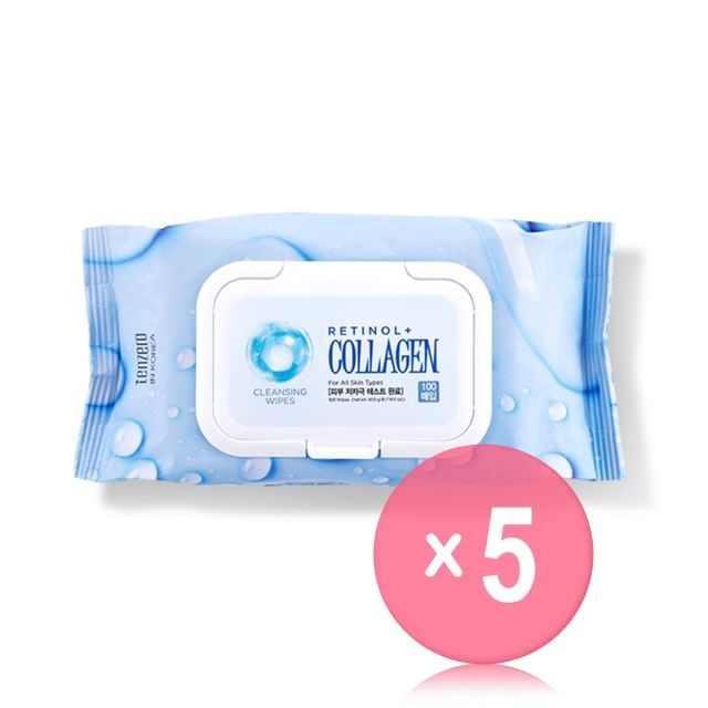 TENZERO-Retinol Collagen Cleansing Wipes Jumbo 5pcs Bundle Set