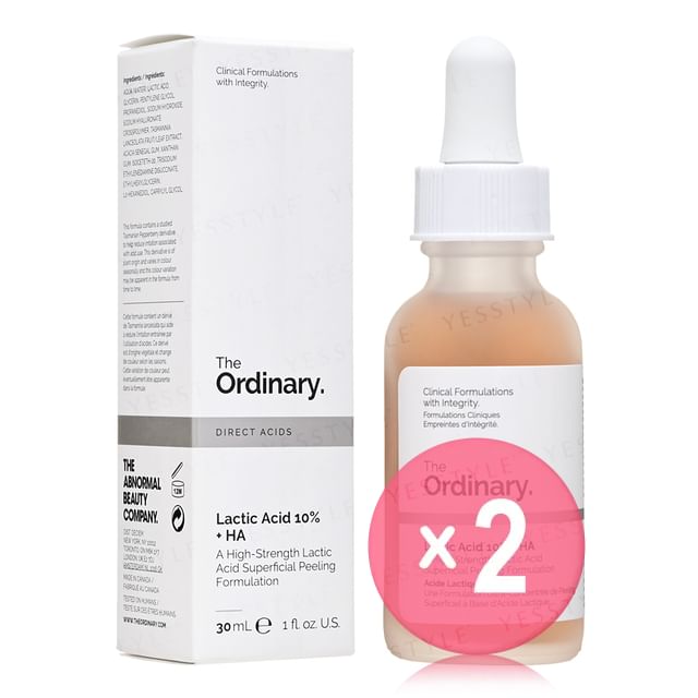 The Ordinary-Lactic Acid 10 HA Peeling - Peeling à lacide lactique 10 et acide hyaluronique - lot de 2