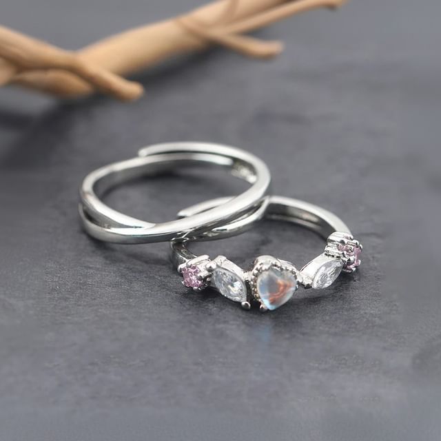 Tinseltown-Couple Matching Rhinestone Alloy Open Ring Layered Open Ring Various Designs