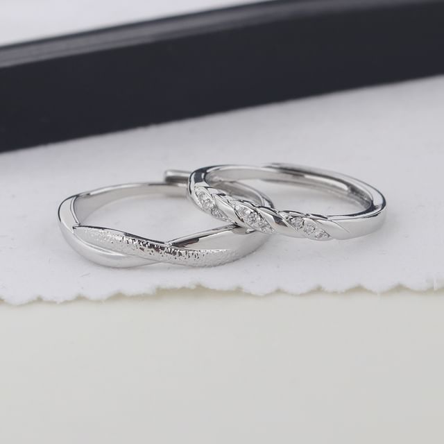 Tinseltown-Couple Matching Rhinestone Alloy Open Ring Various Designs