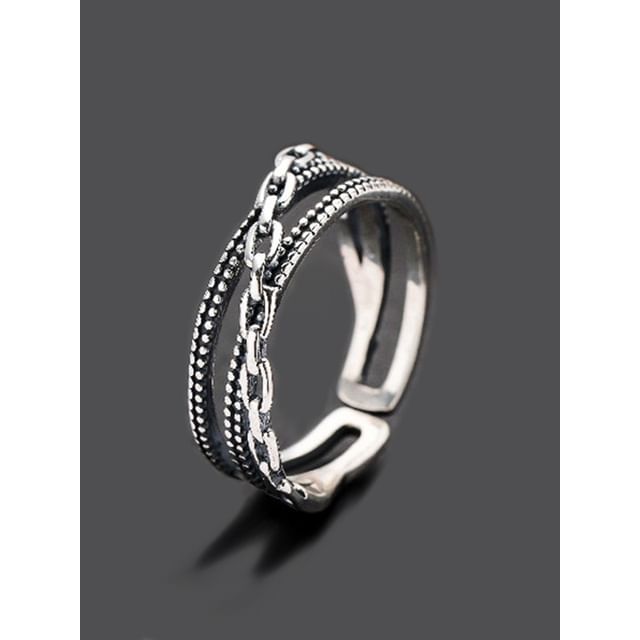 Tinseltown-Layered Chain Alloy Open Ring