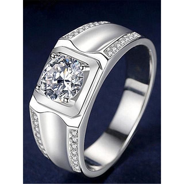 Tinseltown-Square Rhinestone Alloy Open Ring