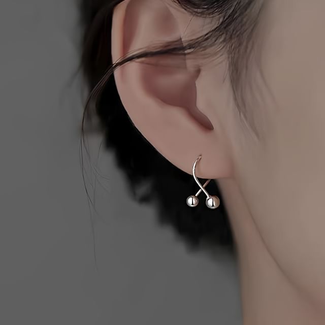 Toinianimos-925 Sterling Silver Beaded Hoop Earring
