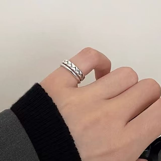 Toinianimos-925 Sterling Silver Embossed Layered Ring