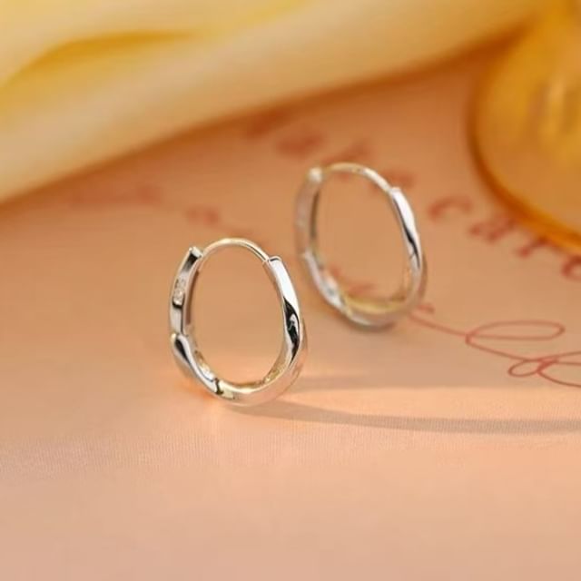 Toinianimos-925 Sterling Silver Twisted Hoop Earring