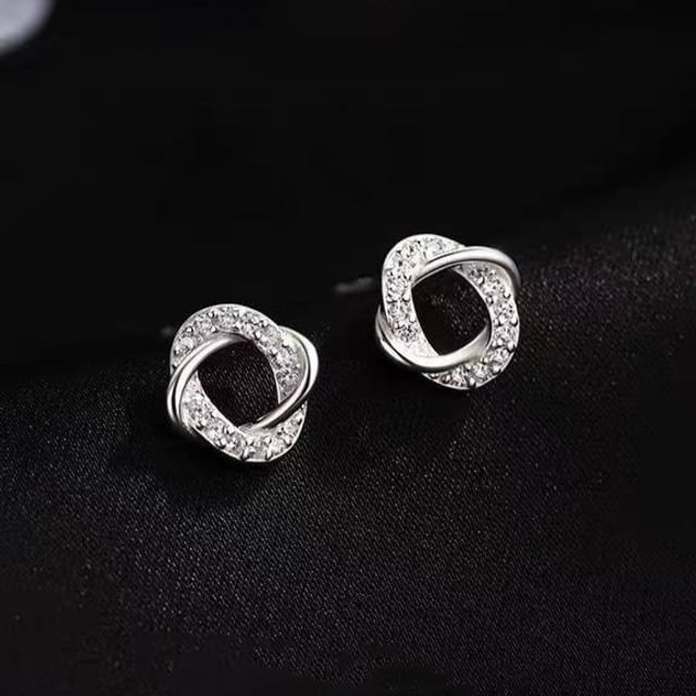 Toinianimos-925 Sterling Silver Twisted Stud Earring