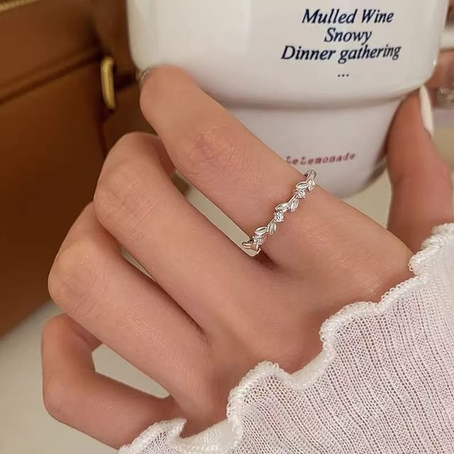 Toinianimos-925 Sterling Silver Wheat Rhinestone Ring