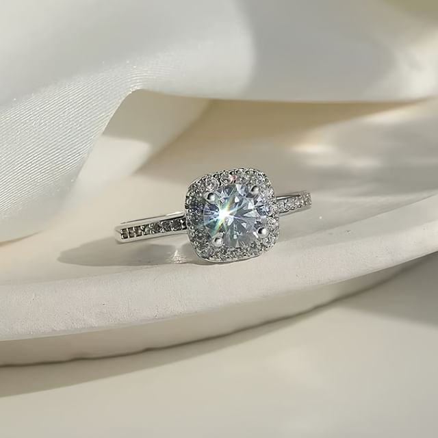 Toinianimos-Square Rhinestone Open Ring