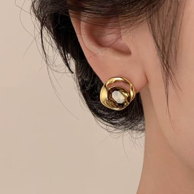 Toinianimos-Sterling Silver Abstract Geometric Stud Earring