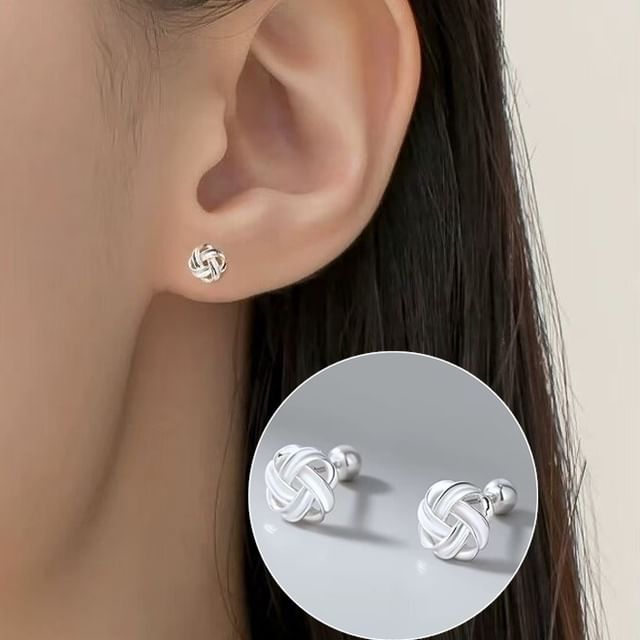 Toinianimos-Sterling Silver Knot Stud Earring