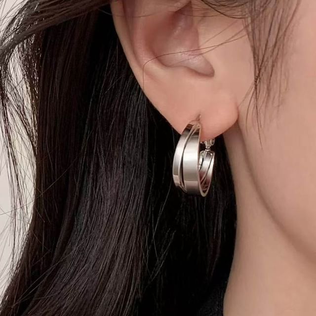 Toinianimos-Sterling Silver Layered Hoop Earring