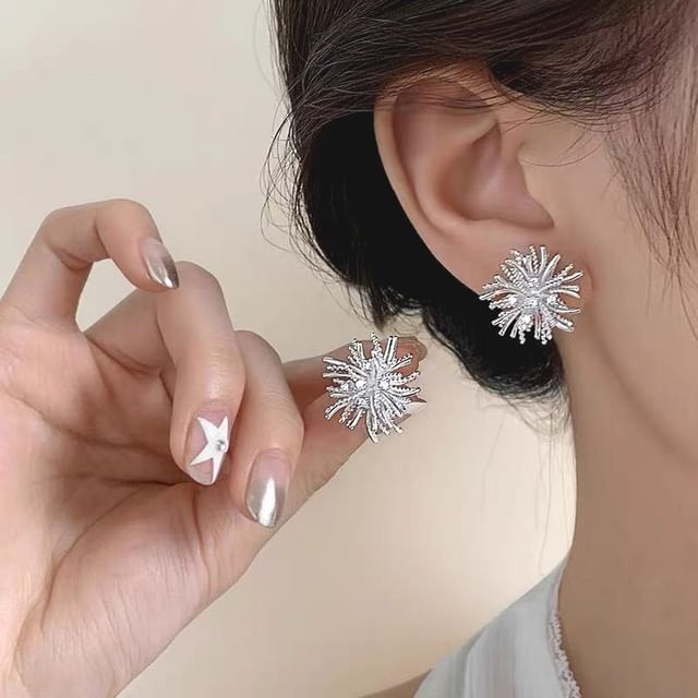 Toinianimos-Sterling Silver Rhinestone Firework Stud Earring