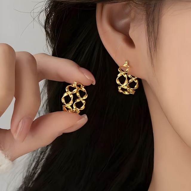 Toinianimos-Sterling Silver Twisted Hoop Drop Earring
