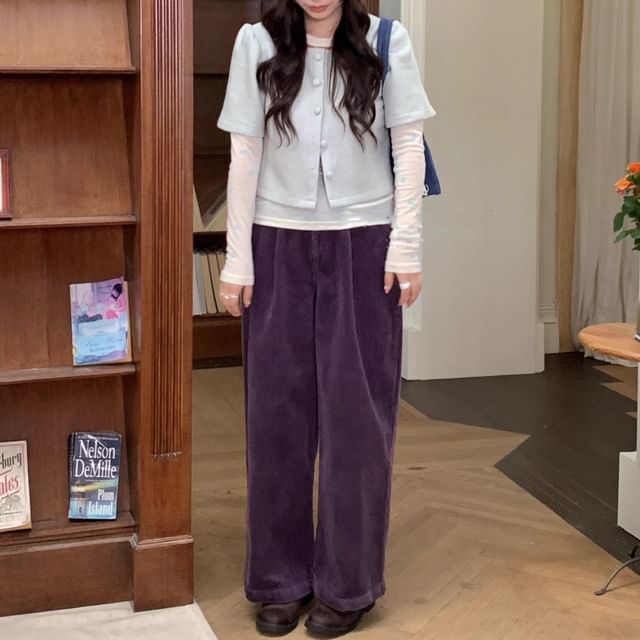 Trendycas-Corduroy Wide-Leg Pants